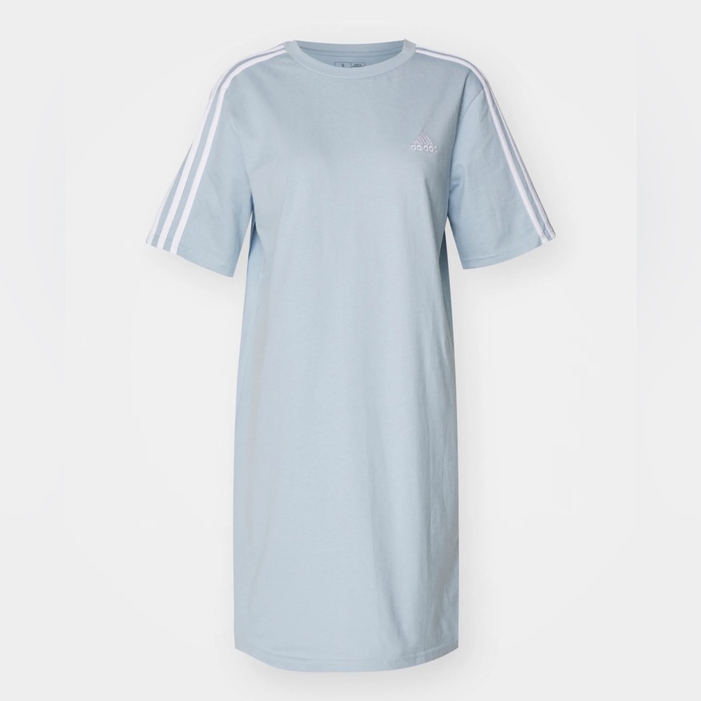 Adidas Women Essentials 3-Stripe Jersey Fitted Tee Dress